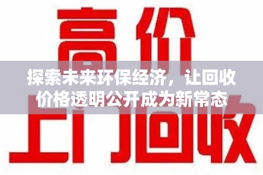 湛江探索未来环保经济，让回收价格透明公开成为新常态